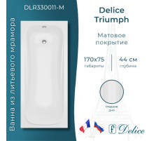 Ванна из литьевого мрамора Delice Triumph 170х75 матовая DLR330011-M