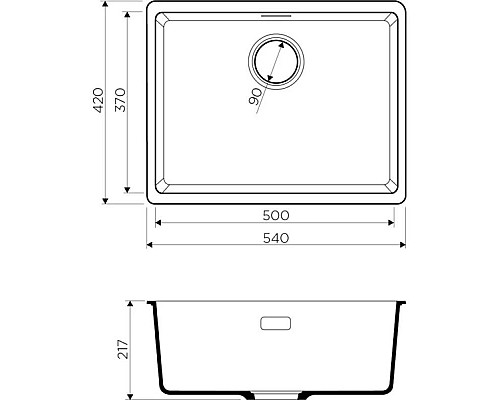 Приобрести Кухонная мойка черный Artgranit Omoikiri Kata 54-U-BL в магазине сантехники Santeh-Crystal.ru