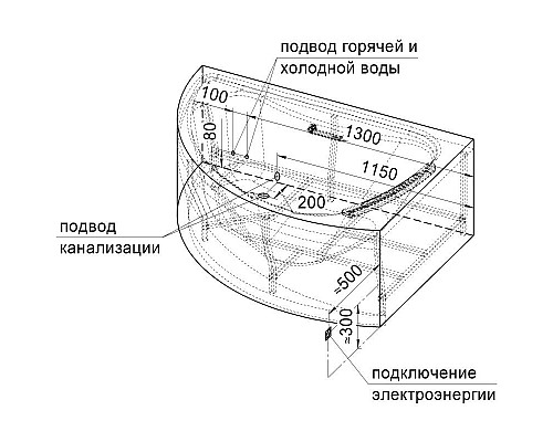 Купить Акриловая ванна 168х120 см левая Radomir Альбена 1-01-0-1-1-015 в магазине сантехники Santeh-Crystal.ru