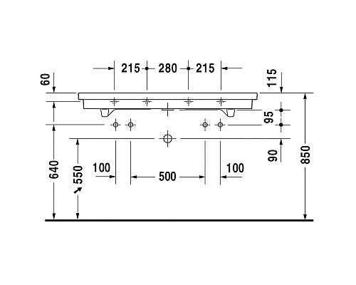 Приобрести Раковина 120х50,5 см Duravit 2nd Floor 0491120024 в магазине сантехники Santeh-Crystal.ru