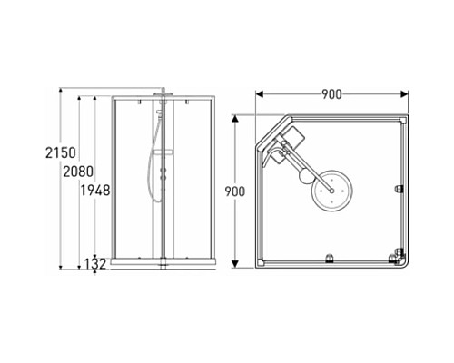 Купить Душевая кабина 90х90х215 см IDO Showerama 10-5 Comfort 558.209.301 прозрачное в магазине сантехники Santeh-Crystal.ru