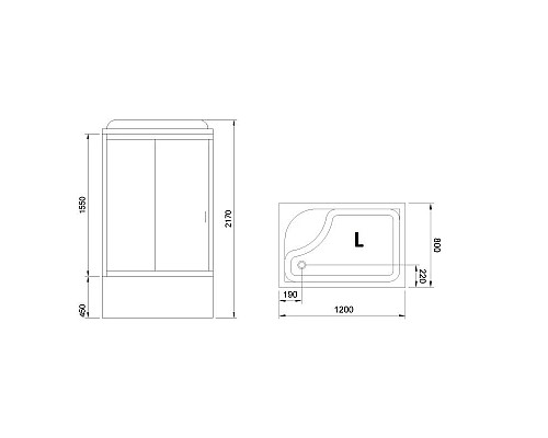 Приобрести Душевая кабина 120х80х217 см Royal Bath RB8120BP2-M-CH-L матовое в магазине сантехники Santeh-Crystal.ru