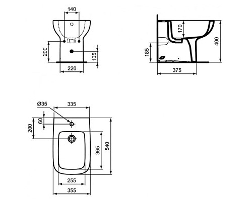 Купить Биде напольное Ideal Standard I.Life A T472001 в магазине сантехники Santeh-Crystal.ru