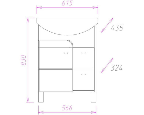 Приобрести Тумба с раковиной белый глянец/ясень шимо 61,5 см Onika Стиль 106032 + 1.3120.3.S00.11B.0 в магазине сантехники Santeh-Crystal.ru