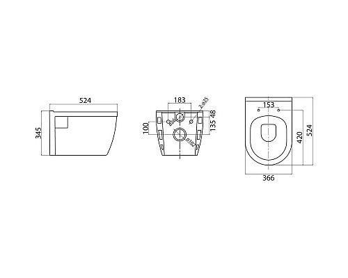 Приобрести Комплект подвесной унитаз BelBagno Loto BB070CHR/SC + система инсталляции Tece 9400412 в магазине сантехники Santeh-Crystal.ru