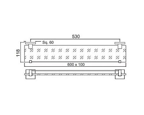 Купить Полка стеклянная 60 см Jaquar Kubix Prime AKP-CHR-35771P в магазине сантехники Santeh-Crystal.ru