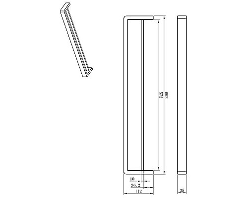 Полотенцедержатель 60,2 см AltroBagno Aperto AltroBagnoAperto081403NeOp