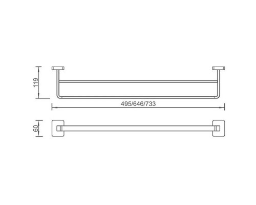 Полотенцедержатель 73,3 см AltroBagno Quadro AltroBagnoQuadro081405Cr