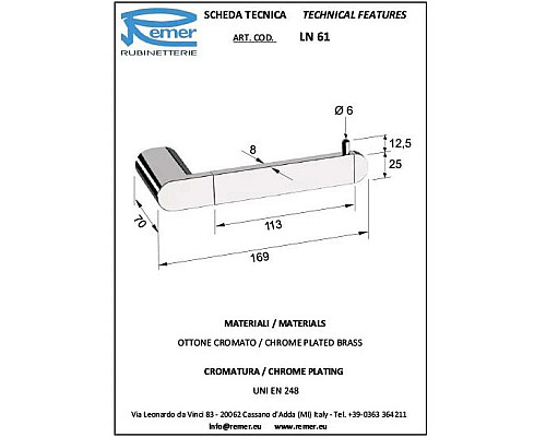 Купить Держатель туалетной бумаги Remer Lounge LN61CR в магазине сантехники Santeh-Crystal.ru