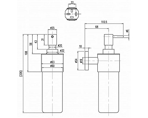 Приобрести Дозатор 230 мл Villeroy & Boch Elements-Tender TVA15100700061 в магазине сантехники Santeh-Crystal.ru