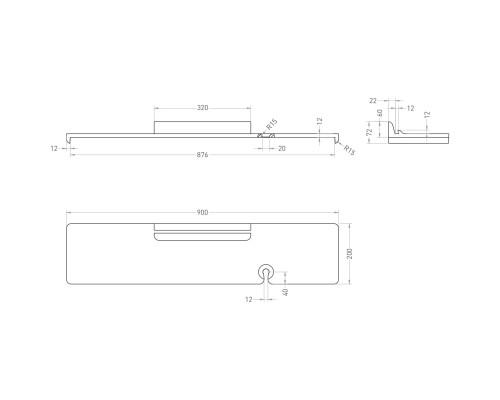 Полка на ванну Salini S-Stone Gabbiano 1906201MF 90 см, покраска по RAL матовый полностью