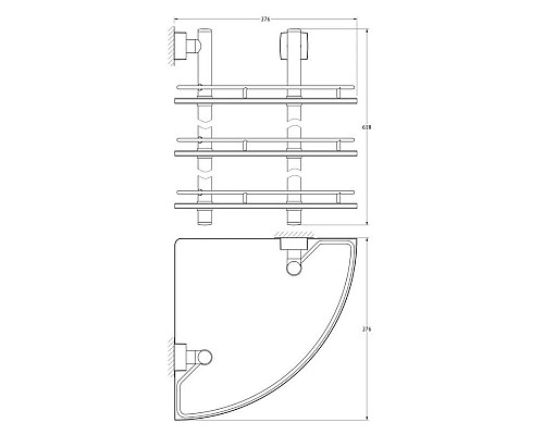 Купить Полка угловая 27,6х27,6 см FBS Esperado ESP 073 в магазине сантехники Santeh-Crystal.ru