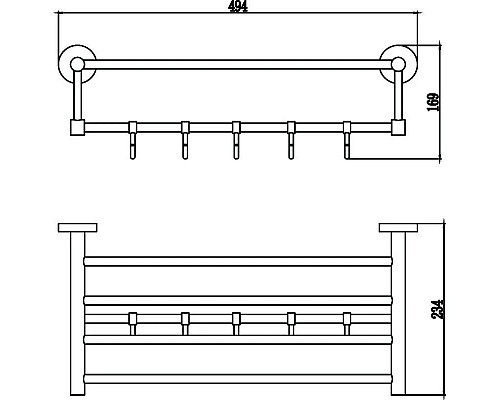 Заказать Полка для полотенец 49,4 см (5 крючков) Savol 87 S-508745 в магазине сантехники Santeh-Crystal.ru