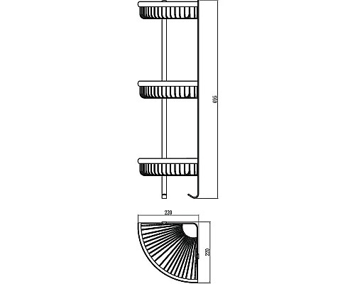 Купить Полка угловая 22х22 см Savol S-5854-3 в магазине сантехники Santeh-Crystal.ru