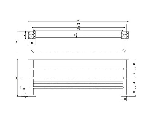 Купить Полка для полотенец 59,5 см Villeroy & Boch Elements-Striking TVA15200600064 в магазине сантехники Santeh-Crystal.ru