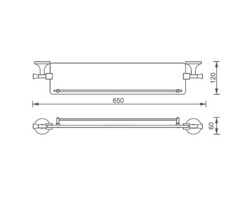Полка стеклянная 65 см AltroBagno Corposo AltroBagnoCorposo082804Cr