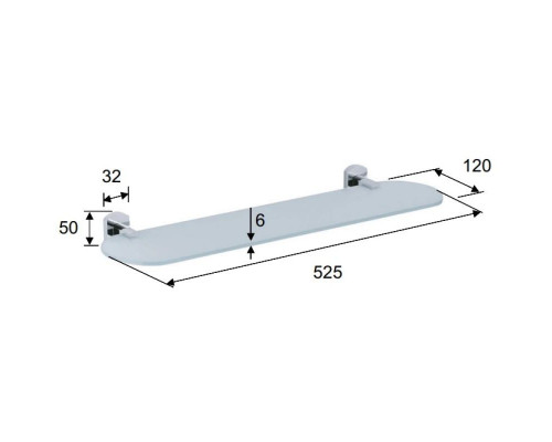 Заказать Полка стеклянная 52,5 см Remer Forma FR20CR в магазине сантехники Santeh-Crystal.ru