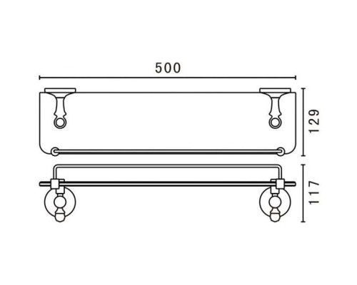 Приобрести Полка стеклянная 50 см Art&Max Antic Crystal AM-E-2682SJ-Cr в магазине сантехники Santeh-Crystal.ru