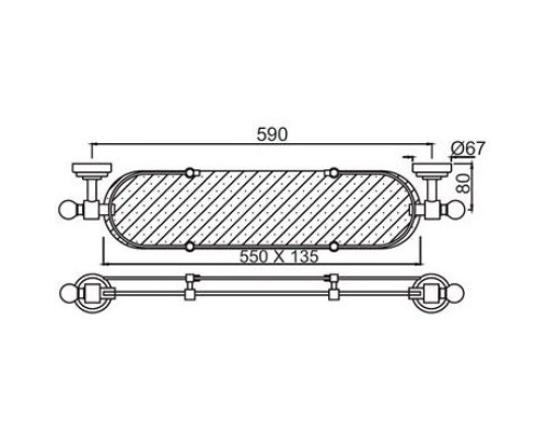 Заказать Полка стеклянная 65,7 см Jaquar Queens AQN-CHR-7771 в магазине сантехники Santeh-Crystal.ru
