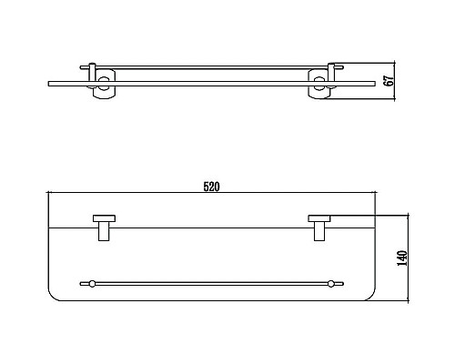 Заказать Полка стеклянная 52 см Savol 99 S-009991 в магазине сантехники Santeh-Crystal.ru