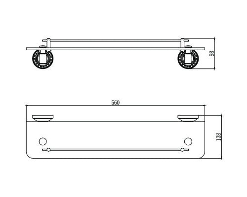 Приобрести Полка стеклянная 56 см Savol 66H S-606691H в магазине сантехники Santeh-Crystal.ru