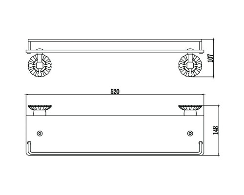 Купить Полка стеклянная 52 см Savol 89C S-08991C в магазине сантехники Santeh-Crystal.ru