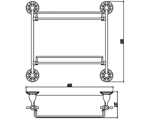 Приобрести Полка стеклянная 45,5 см Savol 89C S-08922C в магазине сантехники Santeh-Crystal.ru