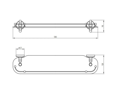 Купить Полка стеклянная 58 см Migliore Mirella 17214 в магазине сантехники Santeh-Crystal.ru
