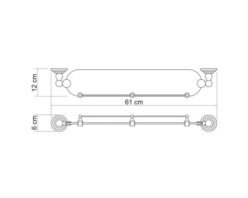 Купить Полка стеклянная 61 см WasserKRAFT Isar K-7344 в магазине сантехники Santeh-Crystal.ru