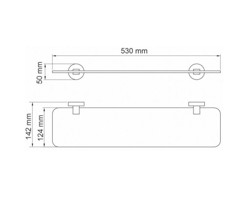 Заказать Полка стеклянная 53 см WasserKRAFT Asphe K-77724 в магазине сантехники Santeh-Crystal.ru
