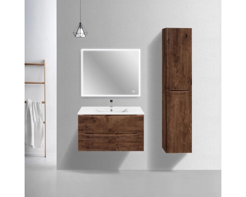 Тумба под раковину Vincea Mia Slim VMC-2MC900S1RW 90,1 см, подвесная, темное дерево