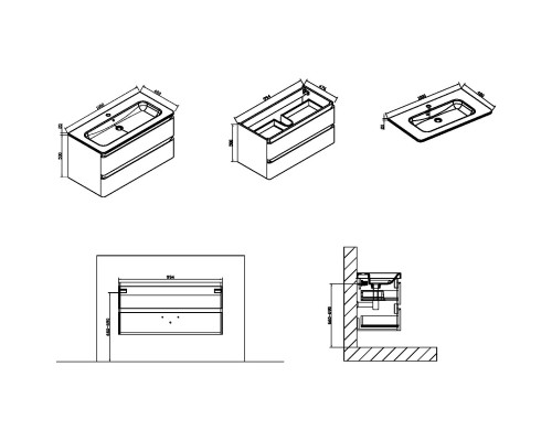 Тумба под раковину Vincea Alba VMC-1A100LW 99,4 см, подвесная, белый глянец