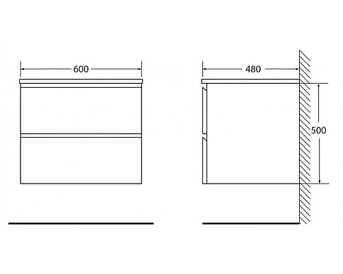 Купить Тумба Stone 60 см BelBagno Luce LUCE-600-2C-SO-PT в магазине сантехники Santeh-Crystal.ru