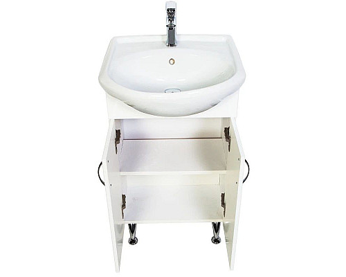 Приобрести Тумба с раковиной белый глянец 46 см Orange Роса RO-45TUW+RA в магазине сантехники Santeh-Crystal.ru