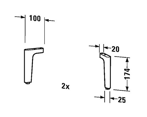 Приобрести Комплект ножек для тумбы 2 штуки Duravit UV991800000 в магазине сантехники Santeh-Crystal.ru