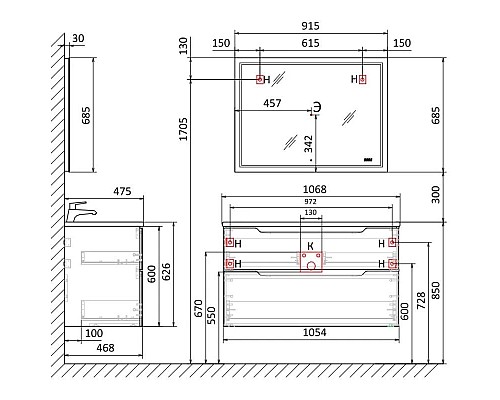 Купить Тумба белый 105,4 см Jorno Slide Sli.01.105/P/W в магазине сантехники Santeh-Crystal.ru