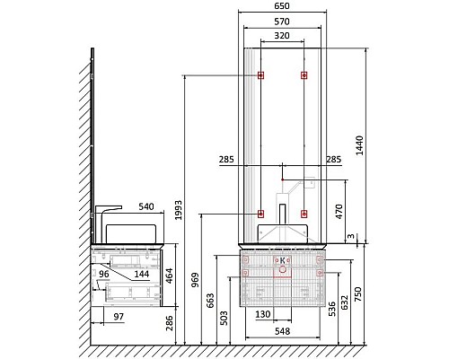 Купить Тумба антрацит 65 см Jorno Strong Str.01.65/P/A в магазине сантехники Santeh-Crystal.ru