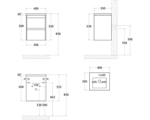 Заказать Тумба Pino Esotica 39,6 см Art&Max Family FAMILY-400-2C-SO-PE в магазине сантехники Santeh-Crystal.ru