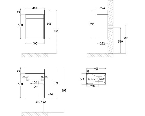 Приобрести Тумба Bianco Lucido 40 см Art&Max Family FAMILY-400-1D-SO-BL в магазине сантехники Santeh-Crystal.ru