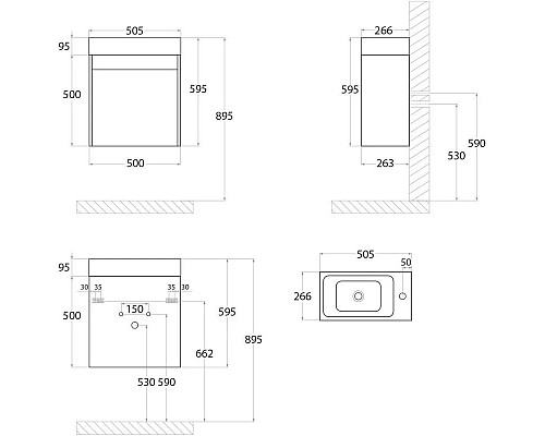 Купить Тумба Pino Bianco 50 см Art&Max Family FAMILY-500-1D-SO-PB в магазине сантехники Santeh-Crystal.ru