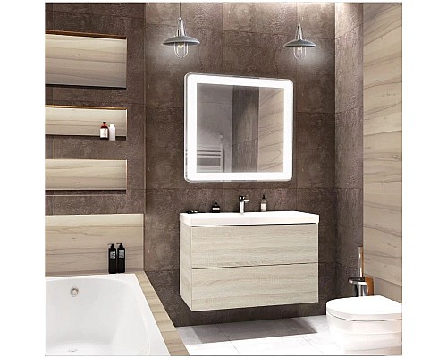 Купить Тумба Rovere Chiaro Sonoma 79,6 см Art&Max Verona Push AM-Verona-Push-800-2C-SO-RS-TS в магазине сантехники Santeh-Crystal.ru