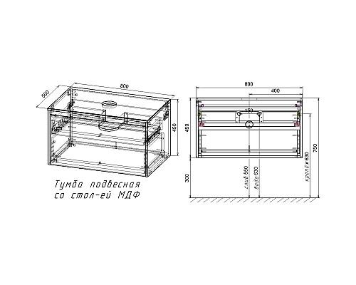 Тумба дуб табачный/бетон 80 см Vincea Mesa VMC-2MS800TB