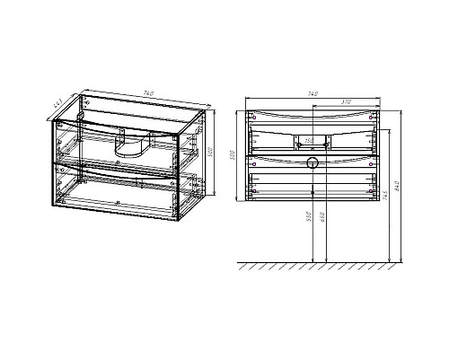 Тумба белый глянец 74 см Vincea Mia VMC-2MA750GW