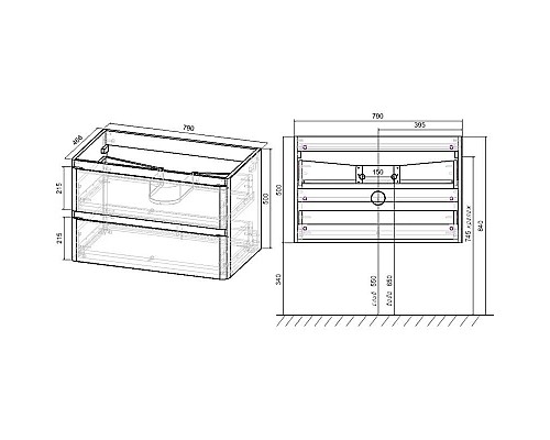 Заказать Тумба черное дерево 79 см Vincea Vico VMC-2V800CN в магазине сантехники Santeh-Crystal.ru