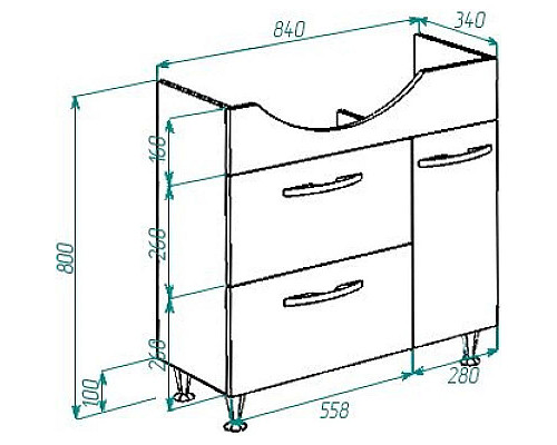 Купить Тумба белый глянец 84 см Bellezza Балтика 4638915112011 в магазине сантехники Santeh-Crystal.ru