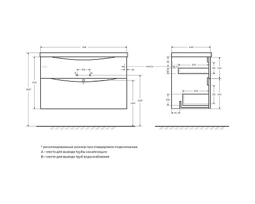 Купить Тумба Bianco Lucido 99,6 см BelBagno Marino MARINO-H60-1000-2C-SO-BL-P в магазине сантехники Santeh-Crystal.ru