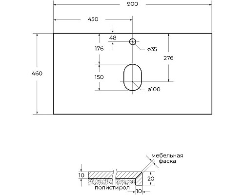 Заказать Столешница 90 см Marmo Grigio Lucido Belbagno KEP-90-MGL в магазине сантехники Santeh-Crystal.ru