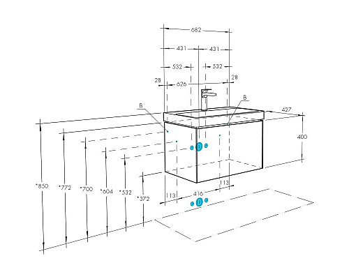 Приобрести Тумба белый глянец/белый матовый 68,2 см Акватон Асти 1A263001AX2B0 в магазине сантехники Santeh-Crystal.ru