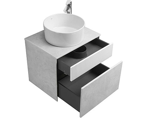 Купить Тумба с раковиной светло-серый/белый матовый 60 см Акватон Марбл 1A2761K2MH4C0 в магазине сантехники Santeh-Crystal.ru