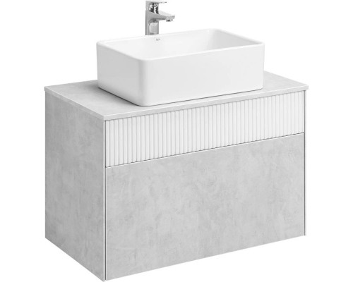 Заказать Тумба с раковиной светло-серый/белый матовый 80 см Акватон Марбл 1A2762K1MH4C0 в магазине сантехники Santeh-Crystal.ru